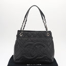 CHANEL Matelasse Chain Shoulder Bag Caviar Skin Black Silver CC Auth 156514V-12