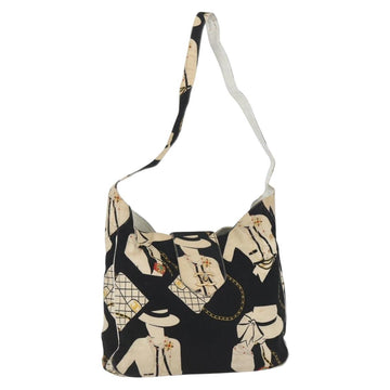 CHANEL Shoulder Bag Canvas Black Gold CC Auth 156515