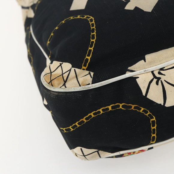 CHANEL Shoulder Bag Canvas Black Gold CC Auth 156515