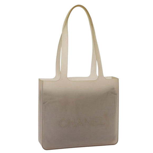 CHANEL Tote Bag rubber Gray CC Auth 156516