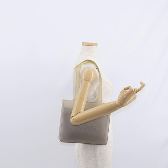 CHANEL Tote Bag rubber Gray CC Auth 156516