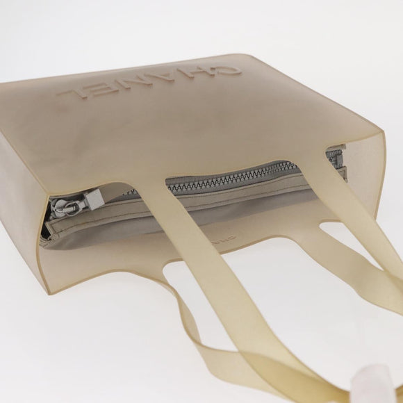 CHANEL Tote Bag rubber Gray CC Auth 156516