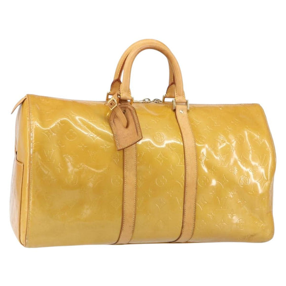 LOUIS VUITTON Monogram Vernis Mercer Boston Bag Beige M91000 LV Auth 156517