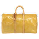 LOUIS VUITTON Monogram Vernis Mercer Boston Bag Beige M91000 LV Auth 156517-13