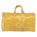 LOUIS VUITTON Monogram Vernis Mercer Boston Bag Beige M91000 LV Auth 156517-2