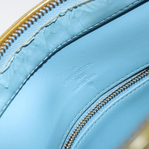 LOUIS VUITTON Monogram Vernis Houston Hand Bag Baby Blue M91005 LV Auth 156520