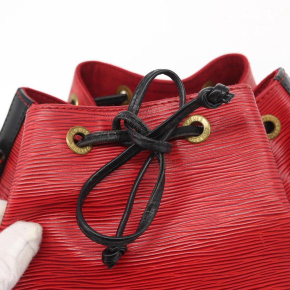 LOUIS VUITTON Epi Petit Noe Umhängetasche Bicolor Schwarz Rot M44017 LV Auth 156533