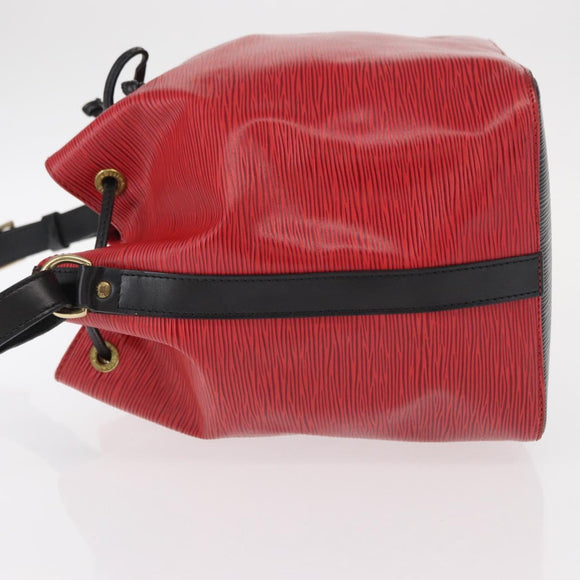LOUIS VUITTON Epi Petit Noe Umhängetasche Bicolor Schwarz Rot M44017 LV Auth 156533