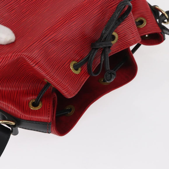 LOUIS VUITTON Epi Petit Noe Umhängetasche Bicolor Schwarz Rot M44017 LV Auth 156533