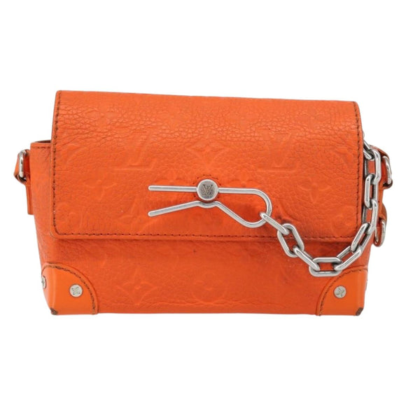 LOUIS VUITTON Taurillon Clemence Steamer Wearable Wallet Bag Orange Auth 156540