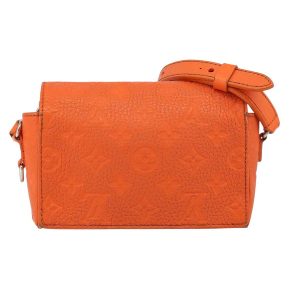 LOUIS VUITTON Taurillon Clemence Steamer Wearable Wallet Bag Orange Auth 156540