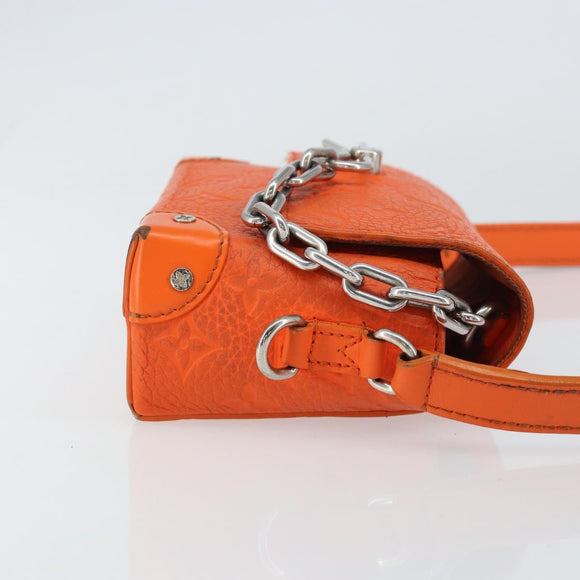 LOUIS VUITTON Taurillon Clemence Steamer Wearable Wallet Bag Orange Auth 156540
