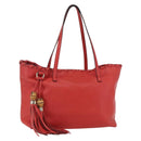 GUCCI Bamboo Indy Tote Bag Leather Outlet Red Gold 354665 Auth 156606-1