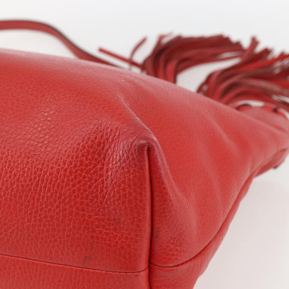 GUCCI Bamboo Indy Tote Bag Leather Outlet Red Gold 354665 Auth 156606