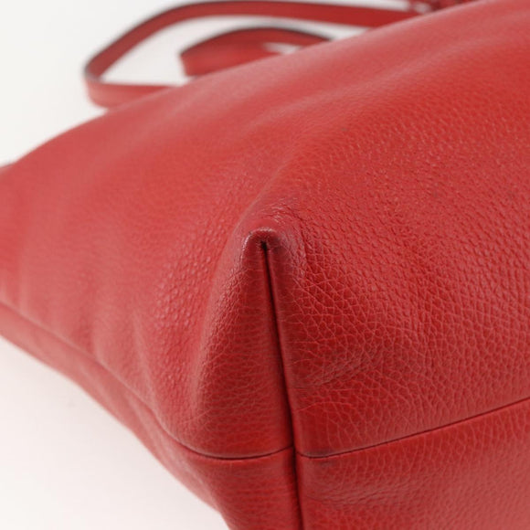 GUCCI Bamboo Indy Tote Bag Leather Outlet Red Gold 354665 Auth 156606