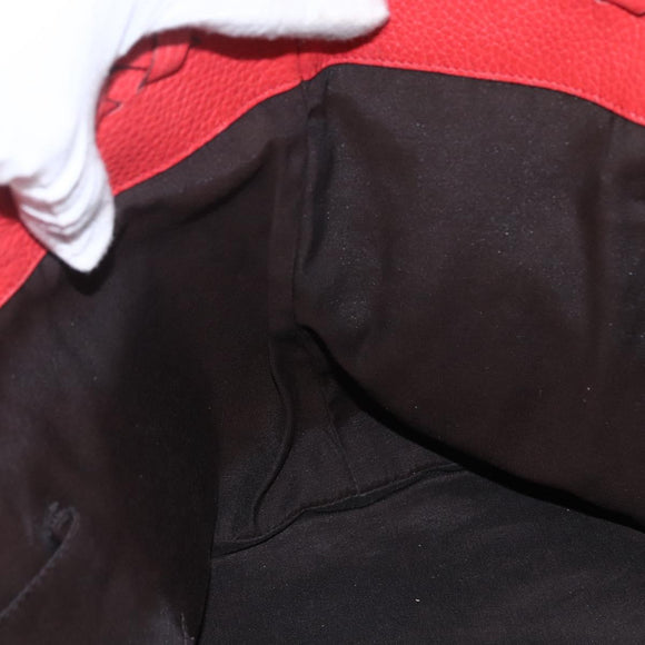 GUCCI Bamboo Indy Tote Bag Leather Outlet Red Gold 354665 Auth 156606