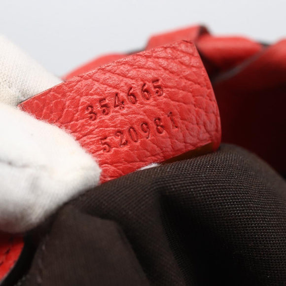 GUCCI Bamboo Indy Tote Bag Leather Outlet Red Gold 354665 Auth 156606