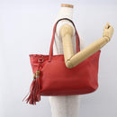 GUCCI Bamboo Indy Tote Bag Leather Outlet Red Gold 354665 Auth 156606-21