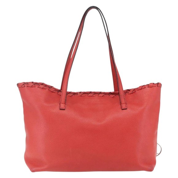 GUCCI Bamboo Indy Tote Bag Leather Outlet Red Gold 354665 Auth 156606