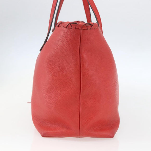 GUCCI Bamboo Indy Tote Bag Leather Outlet Red Gold 354665 Auth 156606