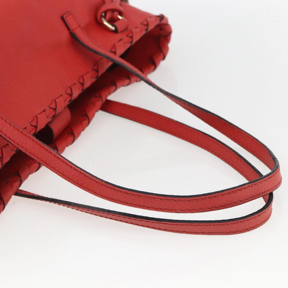 GUCCI Bamboo Indy Tote Bag Leather Outlet Red Gold 354665 Auth 156606