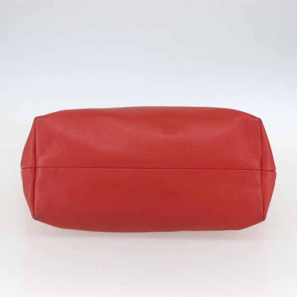 GUCCI Bamboo Indy Tote Bag Leather Outlet Red Gold 354665 Auth 156606