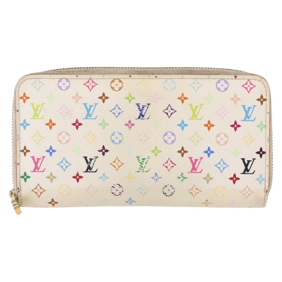 LOUIS VUITTON Monogram Multicolor Zippy Wallet Wallet White M60241 Auth 156622
