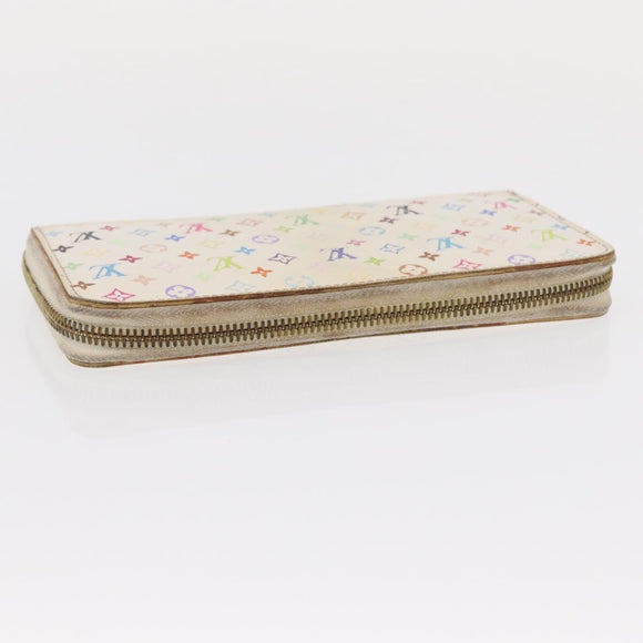 LOUIS VUITTON Monogram Multicolor Zippy Wallet Wallet White M60241 Auth 156622