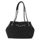 CHANEL Matelasse Chain Shoulder Bag Canvas Black Silver CC Auth 156626V-13