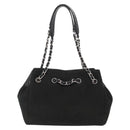 CHANEL Matelasse Chain Shoulder Bag Canvas Black Silver CC Auth 156626V-2