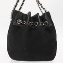 CHANEL Matelasse Chain Shoulder Bag Canvas Black Silver CC Auth 156626V-3