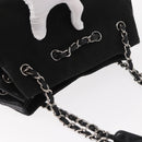 CHANEL Matelasse Chain Shoulder Bag Canvas Black Silver CC Auth 156626V-6