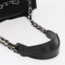 CHANEL Matelasse Chain Shoulder Bag Canvas Black Silver CC Auth 156626V-7