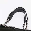 CHANEL Matelasse Chain Shoulder Bag Canvas Black Silver CC Auth 156626V-8