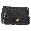 CHANEL Matelasse 30 Chain Shoulder Bag Lamb Skin Black Gold CC Auth 156627SAV-1