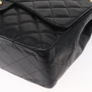 CHANEL Matelasse 30 Chain Shoulder Bag Lamb Skin Black Gold CC Auth 156627SAV-12