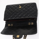 CHANEL Matelasse 30 Chain Shoulder Bag Lamb Skin Black Gold CC Auth 156627SAV-16