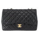 CHANEL Matelasse 30 Chain Shoulder Bag Lamb Skin Black Gold CC Auth 156627SAV-3