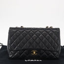 CHANEL Matelasse 30 Chain Shoulder Bag Lamb Skin Black Gold CC Auth 156627SAV-29