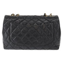 CHANEL Matelasse 30 Chain Shoulder Bag Lamb Skin Black Gold CC Auth 156627SAV-4