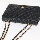 CHANEL Matelasse 30 Chain Shoulder Bag Lamb Skin Black Gold CC Auth 156627SAV-7