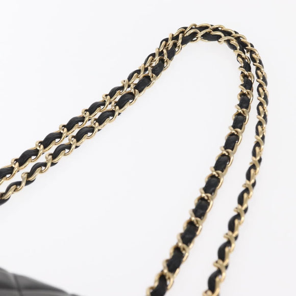 CHANEL Matelasse 30 Chain Shoulder Bag Lamb Skin Black Gold CC Auth 156627SAV