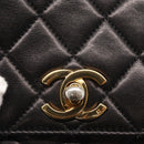 CHANEL Matelasse Waist bag Lamb Skin Black Gold CC Auth 156628V-10