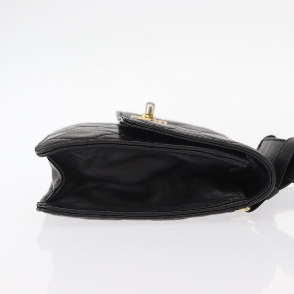 CHANEL Matelasse Waist bag Lamb Skin Black Gold CC Auth 156628V