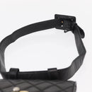 CHANEL Matelasse Waist bag Lamb Skin Black Gold CC Auth 156628V-8