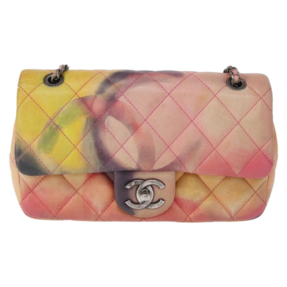 CHANEL Chain Matelasse 23 Shoulder Bag Lamb Skin Pink CC Auth 156629SAV