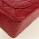 CHANEL Mini Matelasse 17 Hand Bag Lamb Skin Red Gold CC Auth 156630-12