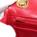 CHANEL Mini Matelasse 17 Hand Bag Lamb Skin Red Gold CC Auth 156630-21