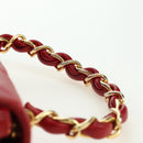 CHANEL Mini Matelasse 17 Hand Bag Lamb Skin Red Gold CC Auth 156630-8