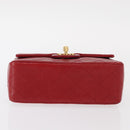 CHANEL Mini Matelasse 17 Hand Bag Lamb Skin Red Gold CC Auth 156630SAV-11